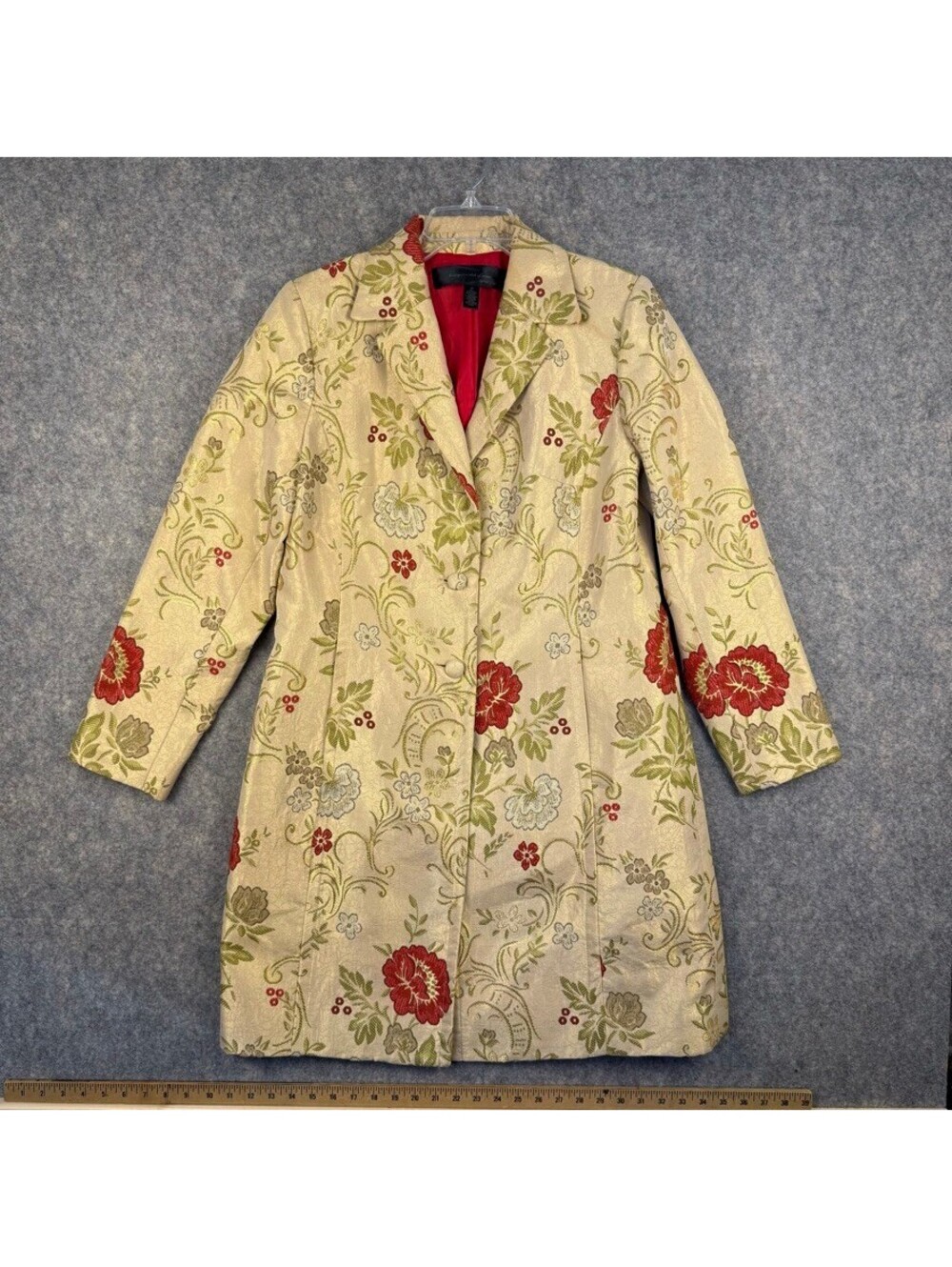 APOSTROPHE CREAM FLORAL BROCADE TAPESTRY JACQUARD CAR COAT ROMANTIC SIZE 12 219
